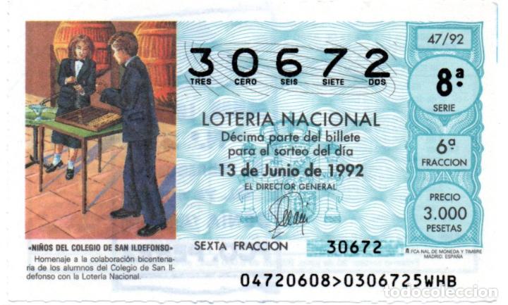 Loter&iacute;a nacional: LOTER&Iacute;A NACIONAL - SORTEO 47/92 - NI&Ntilde;OS DEL COLEGIO SAN ILDEFONSO -