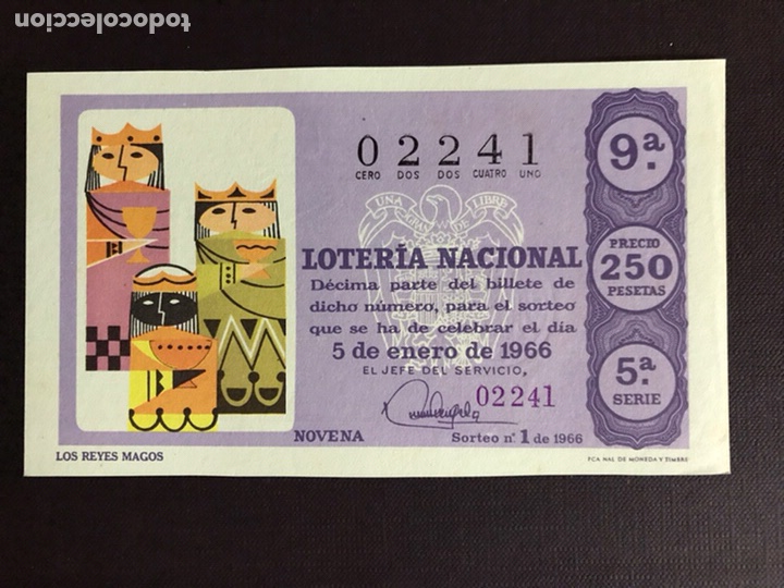 National Spanish Lottery: Loteria A&ntilde;o 1966 sorteo 1