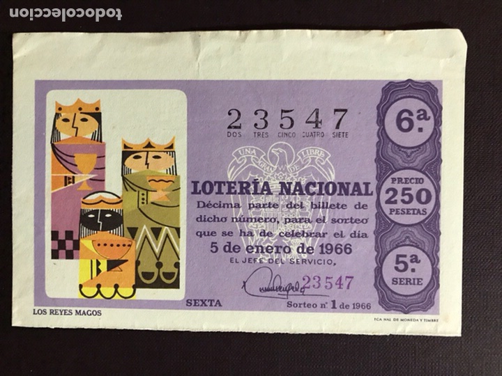 National Spanish Lottery: Loteria A&ntilde;o 1966 sorteo 1