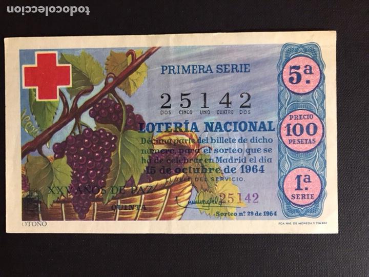 Nationale spanische Lotterie: Loteria A&ntilde;o 1964 sorteo 29