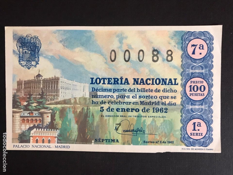 National Spanish Lottery: Loteria A&ntilde;o 1962 sorteo 1