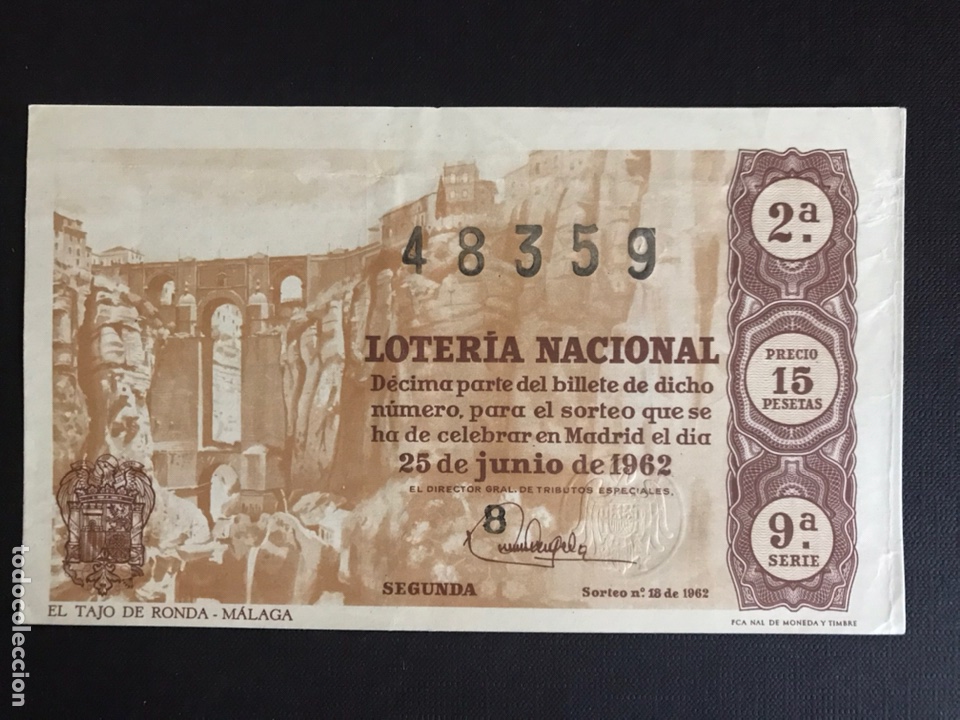 Lotaria Nacional: Loteria A&ntilde;o 1962 sorteo 18