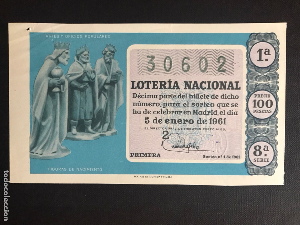 National Spanish Lottery: Loteria A&ntilde;o 1961 sorteo 1