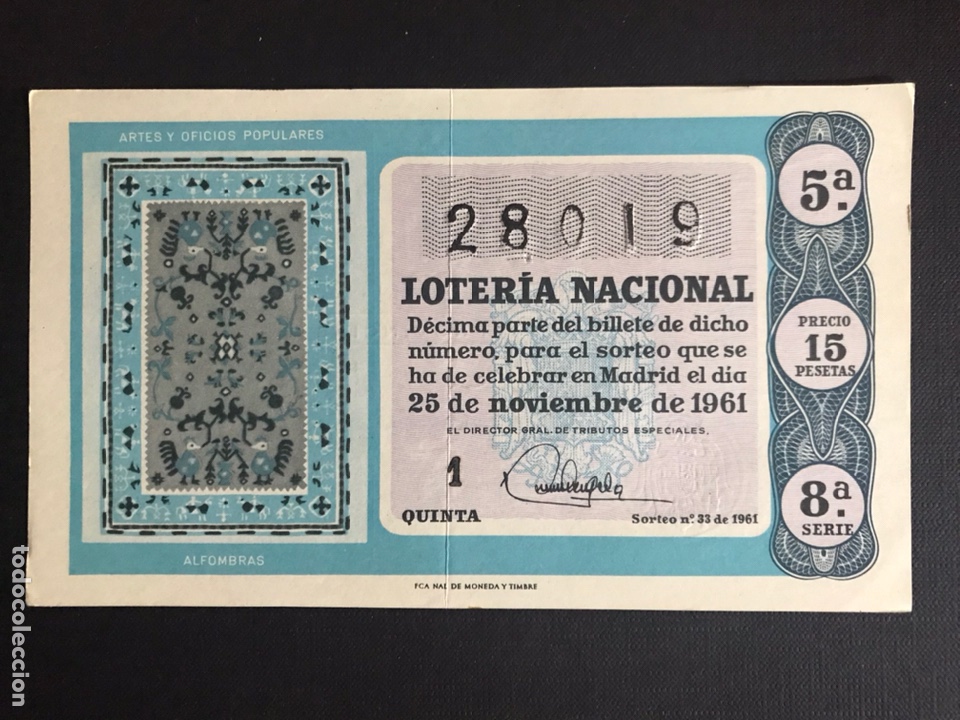 Loterie Nationale: Loteria A&ntilde;o 1961 sorteo 33