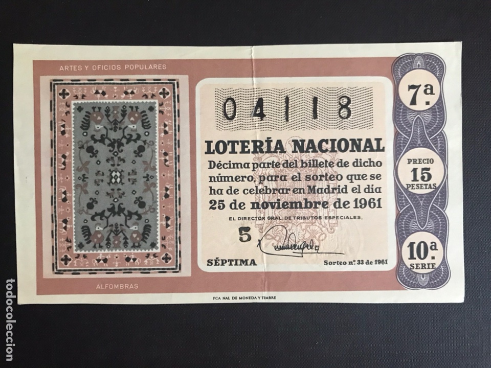 National Spanish Lottery: Loteria A&ntilde;o 1961 sorteo 33