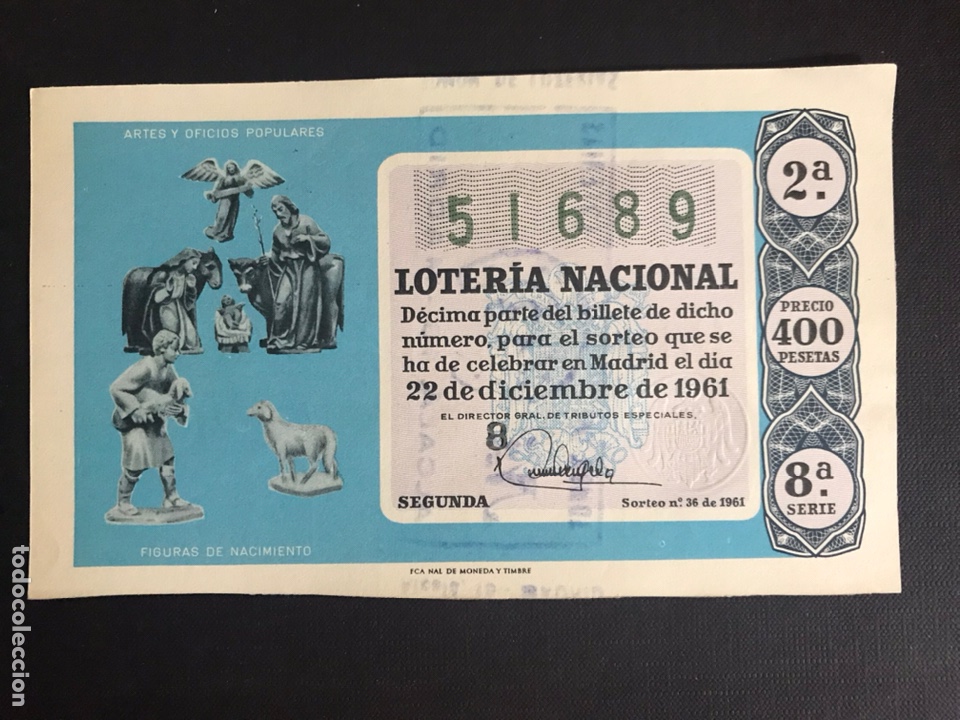 Nationale spanische Lotterie: Loteria A&ntilde;o 1961 sorteo 36 Navidad