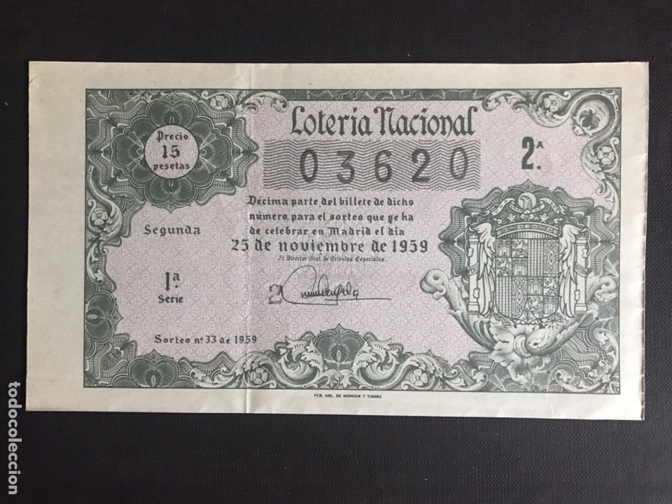 National Spanish Lottery: Loteria A&ntilde;o 1959 sorteo 33