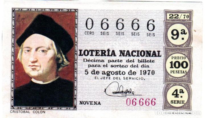 Loter&iacute;a Nacional: LOTER&Iacute;A NACIONAL - A&Ntilde;O 1970 - SORTEO 22/70 - CRIST&Oacute;BAL COL&Oacute;N -