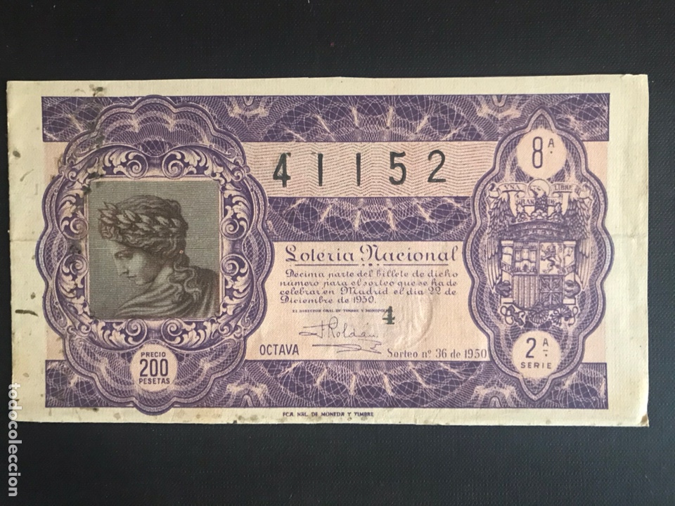 National Spanish Lottery: Loteria A&ntilde;o 1950 sorteo 36 Navidad