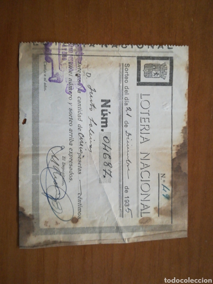 Loter&iacute;a nacional: D&eacute;cimo boleto loter&iacute;a nacional 1935 mariano Rodrigo ayuso
