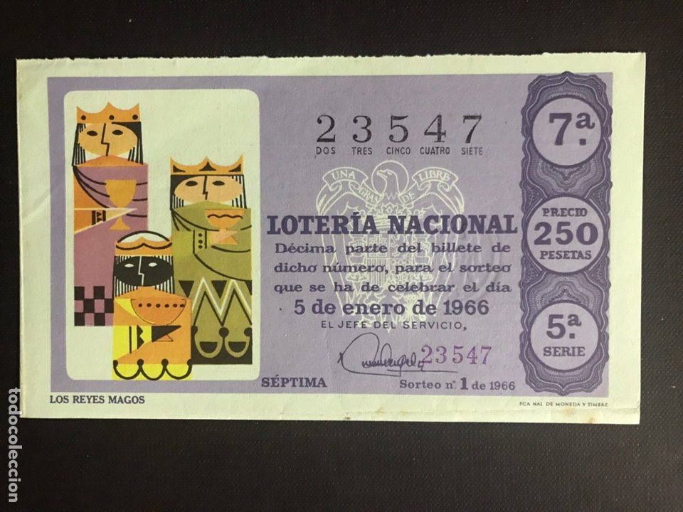 National Spanish Lottery: Loteria A&ntilde;o 1966 sorteo 1