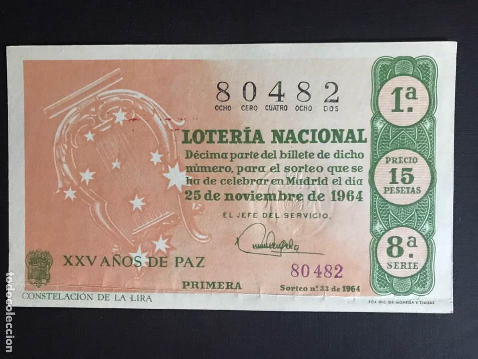 Nationale spanische Lotterie: Loteria A&ntilde;o 1964 sorteo 33