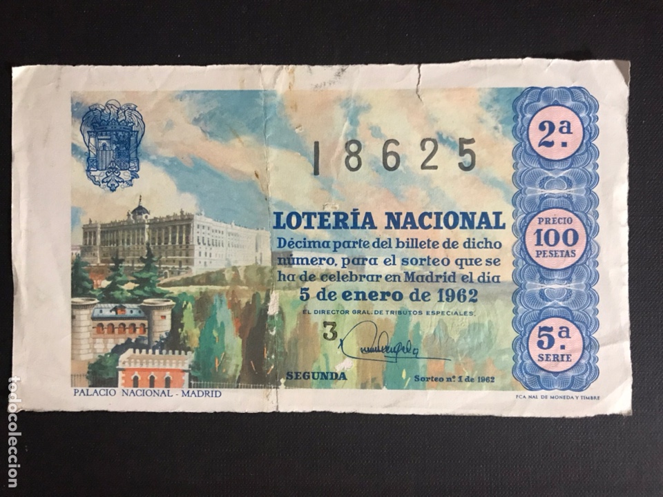 Nationale spanische Lotterie: Loteria A&ntilde;o 1962 sorteo 1