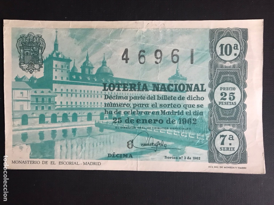 Nationale spanische Lotterie: Loteria A&ntilde;o 1962 sorteo 3