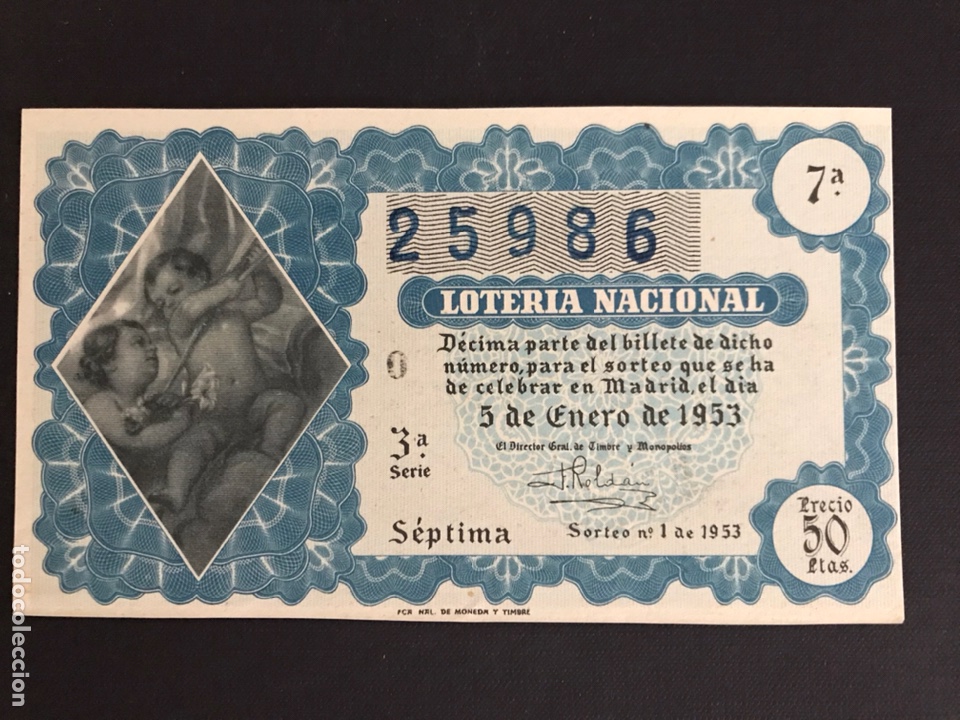 National Spanish Lottery: Loteria A&ntilde;o 1953 sorteo 1