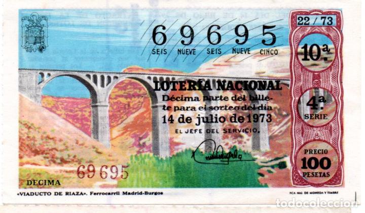 Loter&iacute;a Nacional: LOTER&Iacute;A NACIONAL - A&Ntilde;O 1973 - SORTEO 22/73 - VIADUCTO DE RIAZA. FERROCARRIL MADRID-BURGOS -