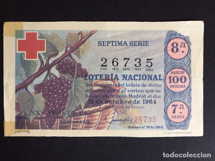 National Spanish Lottery: Loteria A&ntilde;o 1964 sorteo 29