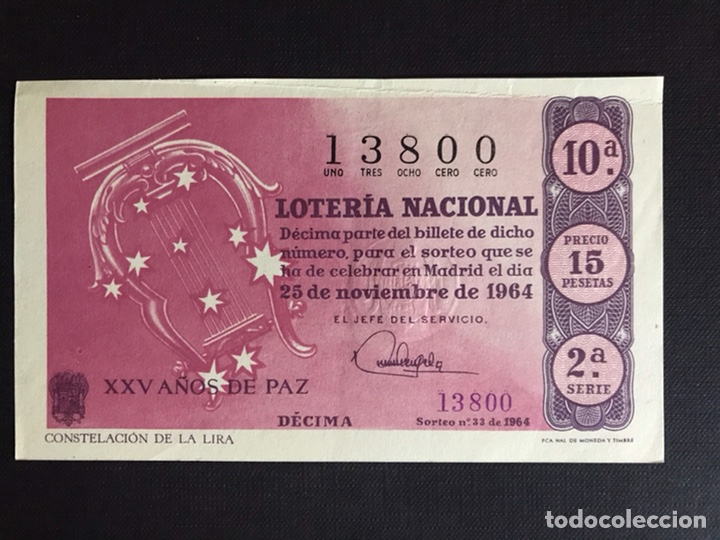 Nationale spanische Lotterie: Loteria A&ntilde;o 1964 sorteo 33