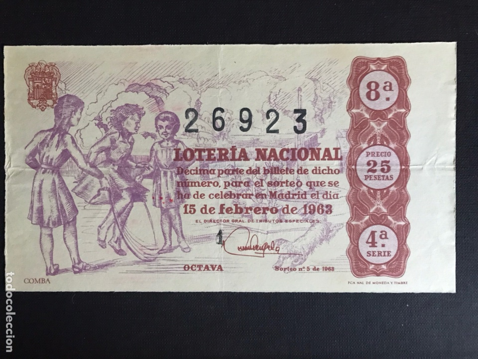 Loter&iacute;a Nacional: Loteria A&ntilde;o 1963 sorteo 5