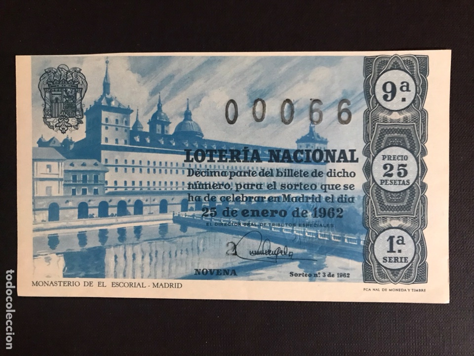 Nationale spanische Lotterie: Loteria A&ntilde;o 1962 sorteo 3