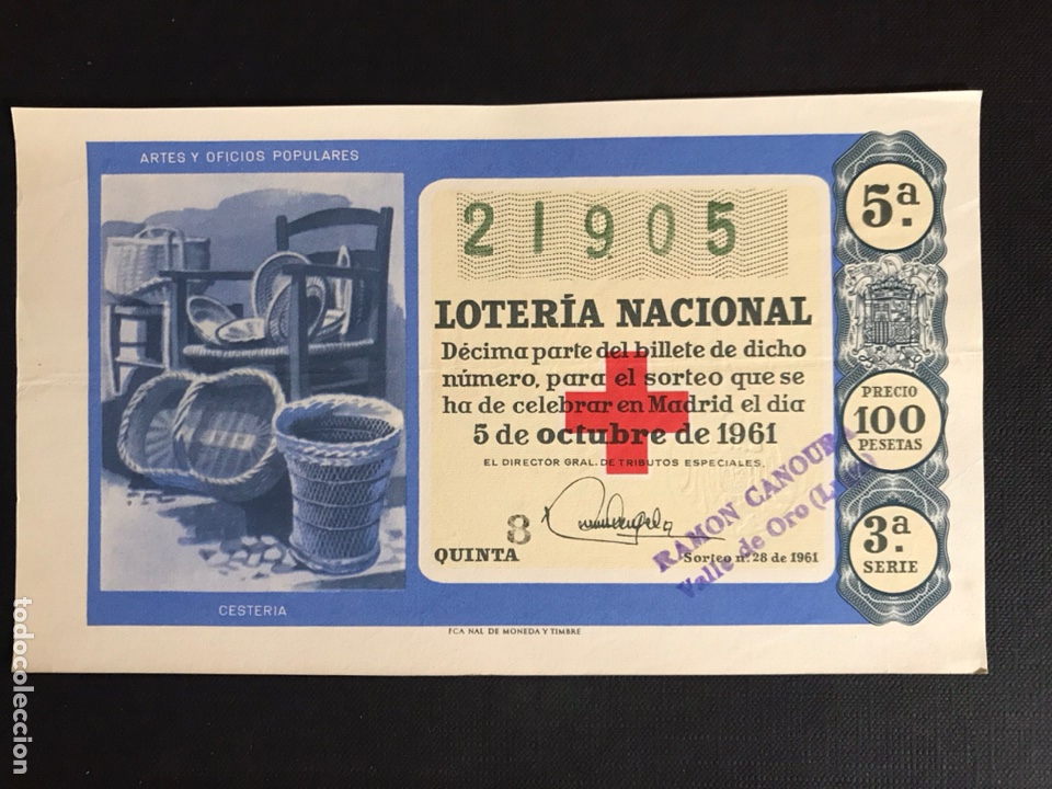 Loterie Nationale: Loteria A&ntilde;o 1961 sorteo 28