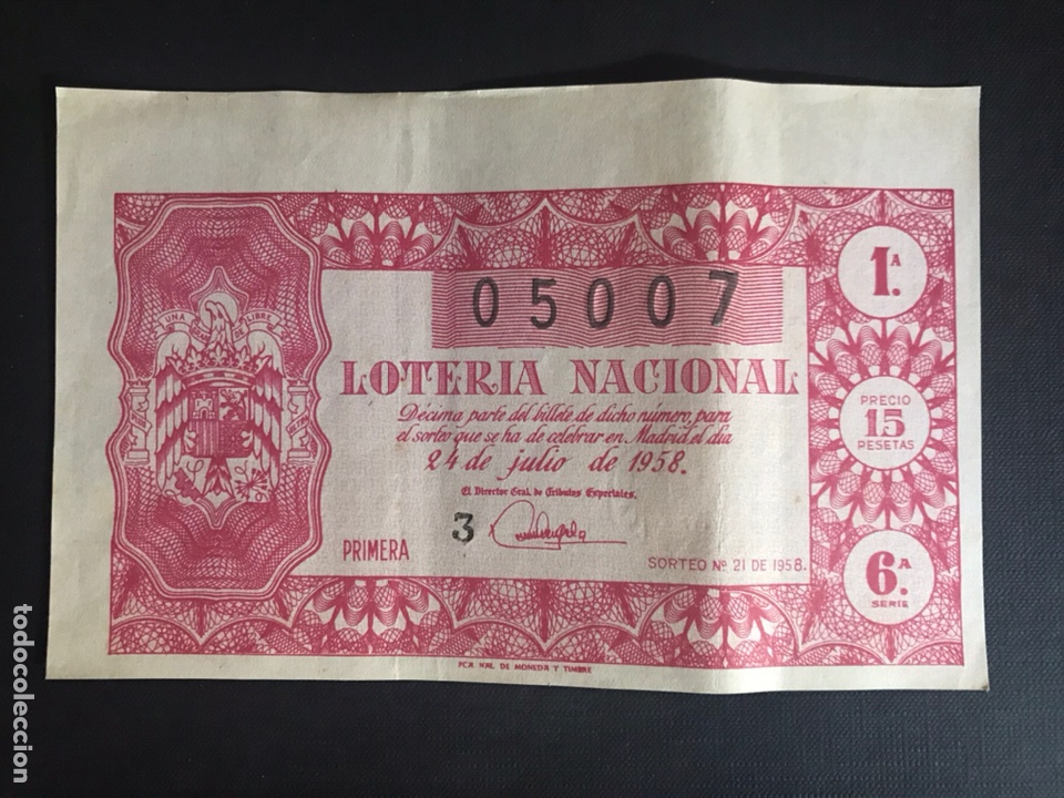 Nationale spanische Lotterie: Loteria A&ntilde;o 1958 sorteo 21 serie 6