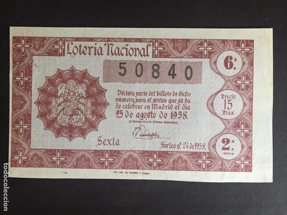 Nationale spanische Lotterie: Loteria A&ntilde;o 1958 sorteo 24