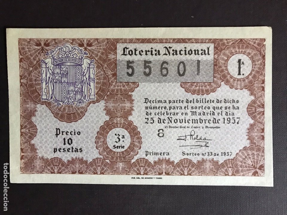 National Spanish Lottery: Loteria A&ntilde;o 1957 sorteo 33