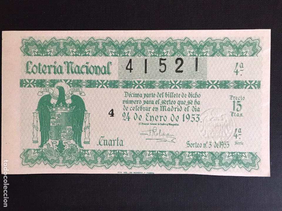 Loter&iacute;a Nacional: Loteria A&ntilde;o 1953 sorteo 3