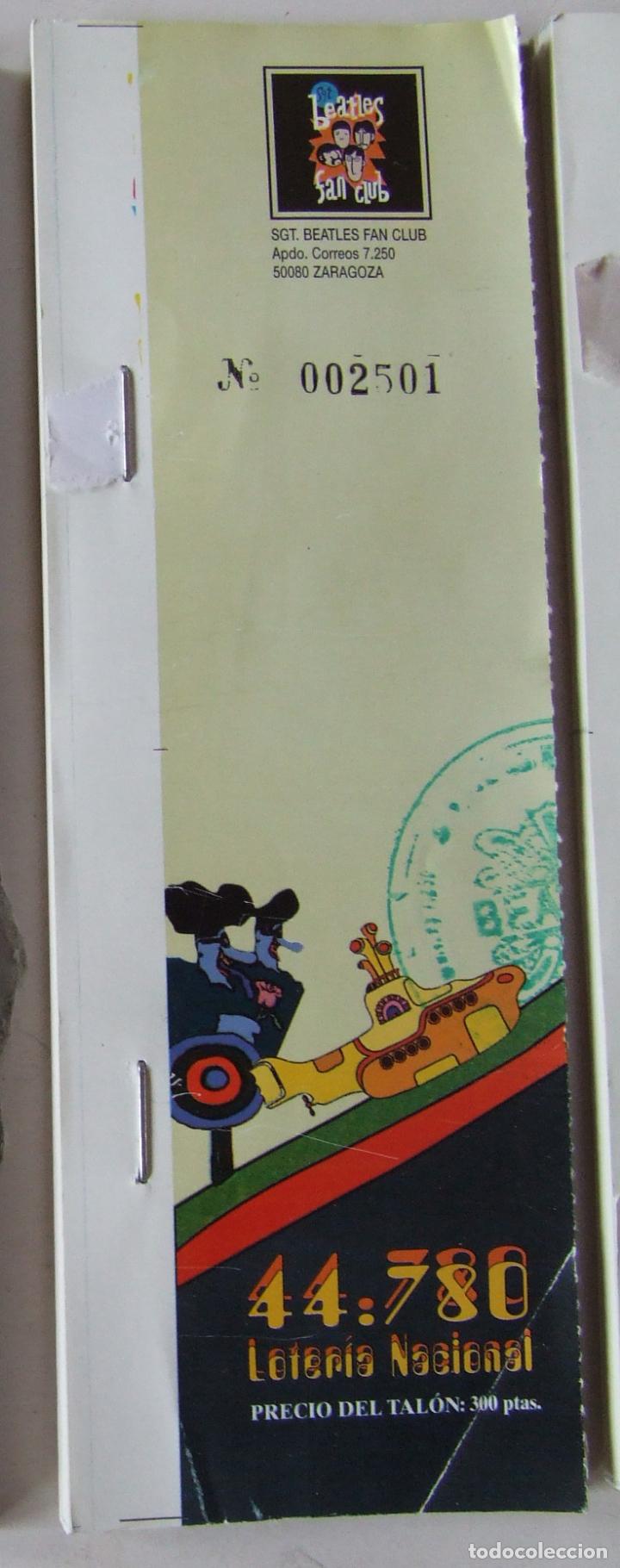 Loter&iacute;a nacional: MATRIZ TALONARIO LOTER&Iacute;A SGT. BEATLES FAN CLUB A&Ntilde;O 1999