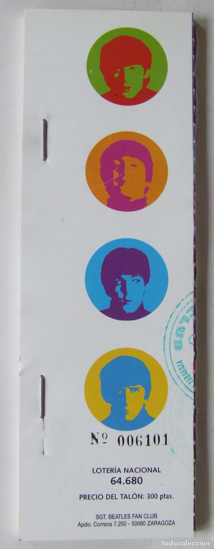 National Spanish Lottery: MATRIZ TALONARIO LOTER&Iacute;A SGT. BEATLES FAN CLUB A&Ntilde;O 2001