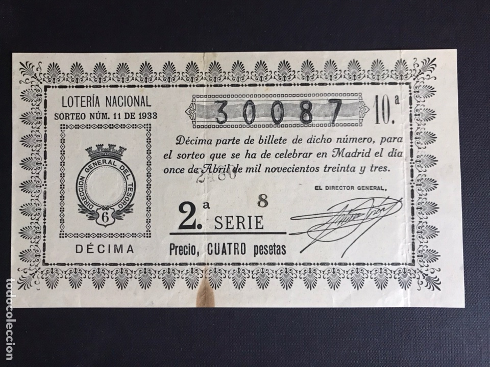 National Spanish Lottery: Loteria A&ntilde;o 1933 sorteo 11