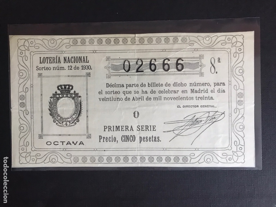 Nationale spanische Lotterie: Loteria A&ntilde;o 1930 sorteo 12