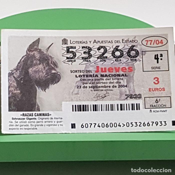 Lotaria Nacional: LOTER&Iacute;A NACIONAL, SORTEO JUEVES 77/04, 23 SEPTIEMBRE 2004, RAZAS CANINAS, SCHNAUZER GIGANTE,N&ordm; 53266