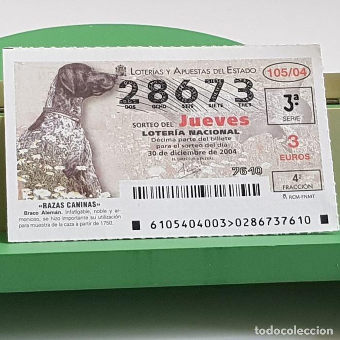 National Spanish Lottery: LOTER&Iacute;A NACIONAL, SORTEO JUEVES 105/04, 30 DICIEMBRE 2004, RAZAS CANINAS, BRACO ALEM&Aacute;N, N&ordm; 28673