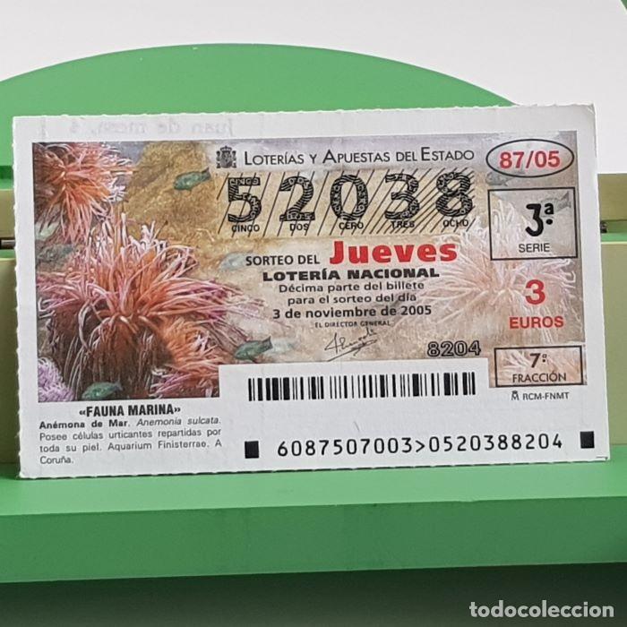 Nationale spanische Lotterie: LOTER&Iacute;A NACIONAL, SORTEO JUEVES 87/05, 3 NOVIEMBRE 2005, FAUNA MARINA, AN&Eacute;MONA DE MAR, N&ordm; 52038