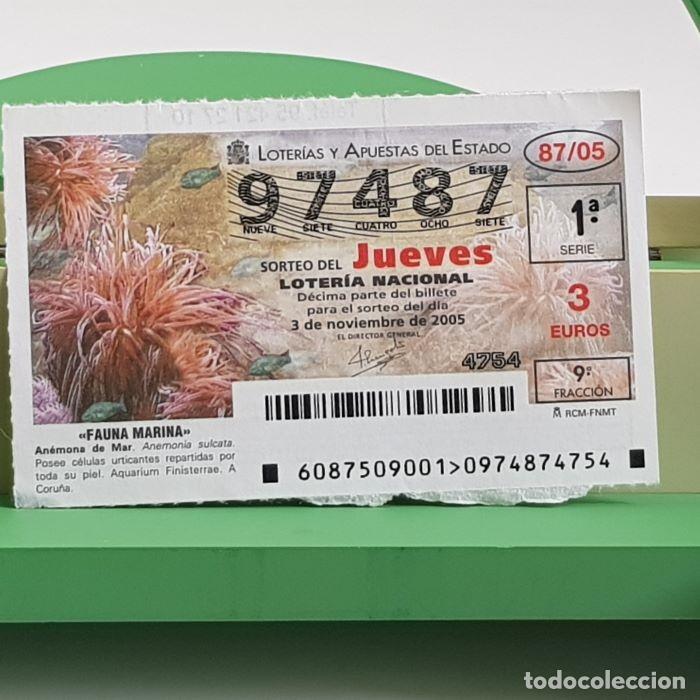Nationale spanische Lotterie: LOTER&Iacute;A NACIONAL, SORTEO JUEVES 87/05, 3 NOVIEMBRE 2005, FAUNA MARINA, AN&Eacute;MONA DE MAR, N&ordm; 97487