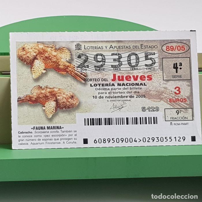 Nationale spanische Lotterie: LOTER&Iacute;A NACIONAL, SORTEO JUEVES 89/05, 10 NOVIEMBRE 2005, FAUNA MARINA, CABRACHO, N&ordm; 29305