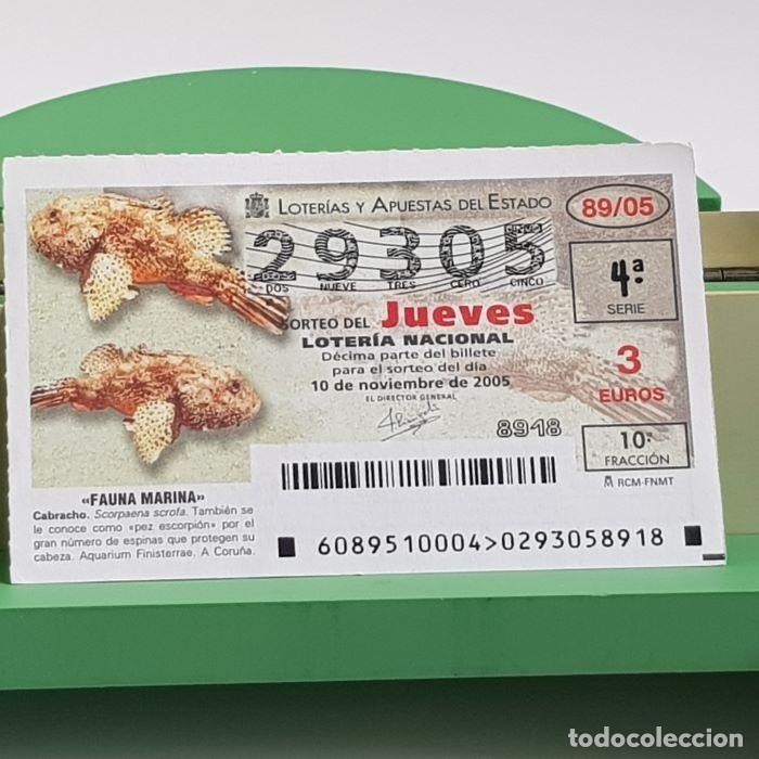 Nationale spanische Lotterie: LOTER&Iacute;A NACIONAL, SORTEO JUEVES 89/05, 10 NOVIEMBRE 2005, FAUNA MARINA, CABRACHO, N&ordm; 29305