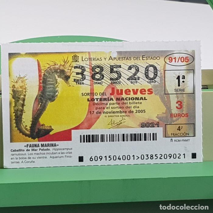 Nationale spanische Lotterie: LOTER&Iacute;A NACIONAL, SORTEO JUEVES 91/05, 17 NOVIEMBRE 2005, FAUNA MARINA, CABALLITO DE MAR, N&ordm; 38520