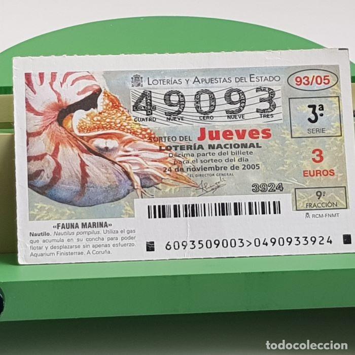 Nationale spanische Lotterie: LOTER&Iacute;A NACIONAL, SORTEO JUEVES 93/05, 24 NOVIEMBRE 2005, FAUNA MARINA, NAUTILO, N&ordm; 49093