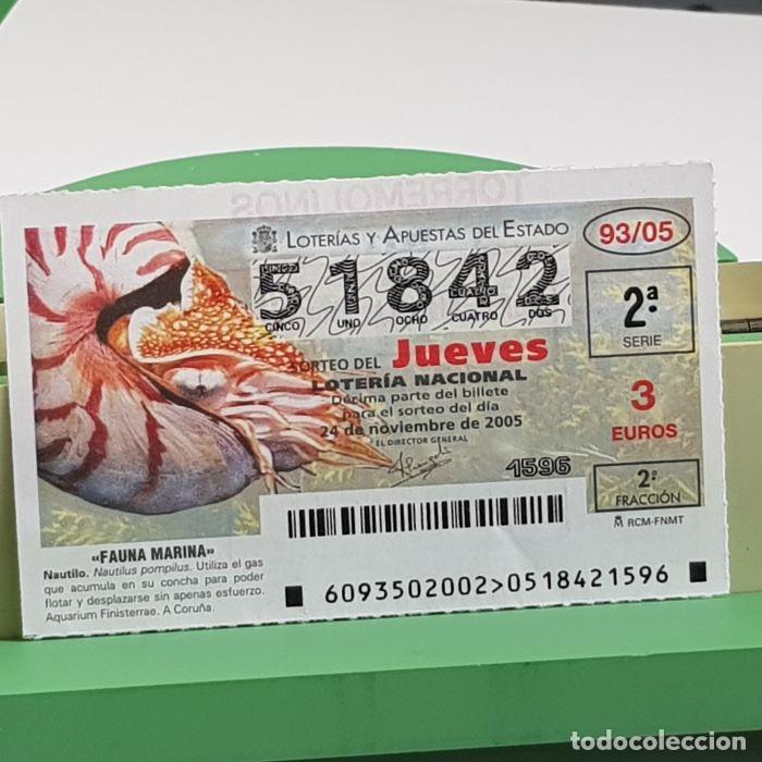 Nationale spanische Lotterie: LOTER&Iacute;A NACIONAL, SORTEO JUEVES 93/05, 24 NOVIEMBRE 2005, FAUNA MARINA, NAUTILO, N&ordm; 51842