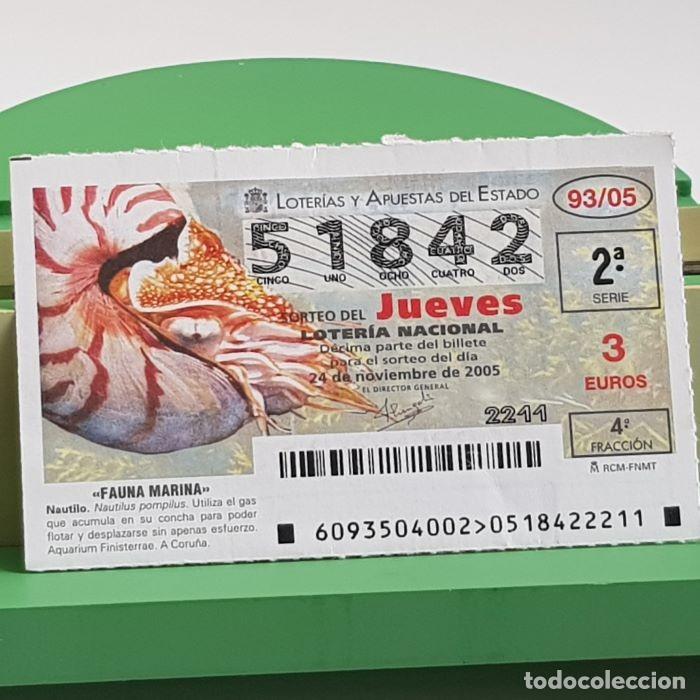 Nationale spanische Lotterie: LOTER&Iacute;A NACIONAL, SORTEO JUEVES 93/05, 24 NOVIEMBRE 2005, FAUNA MARINA, NAUTILO, N&ordm; 51842