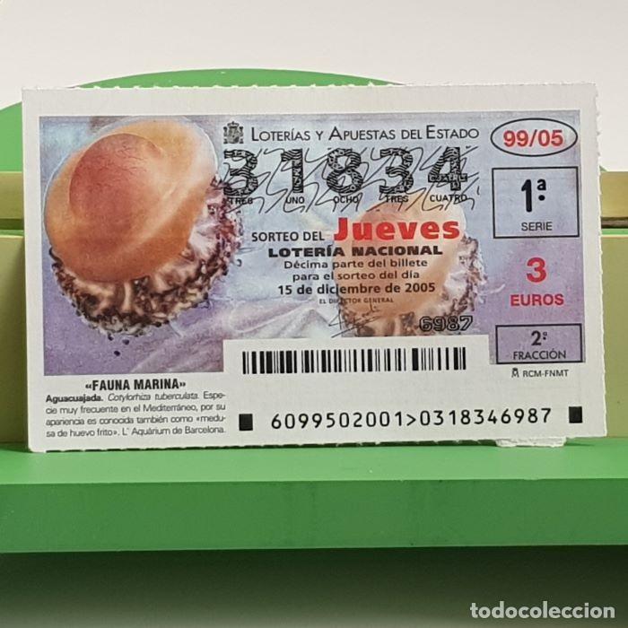 Nationale spanische Lotterie: LOTER&Iacute;A NACIONAL, SORTEO JUEVES 99/05, 15 DICIEMBRE 2005, FAUNA MARINA, AGUACUAJADA, N&ordm; 31834