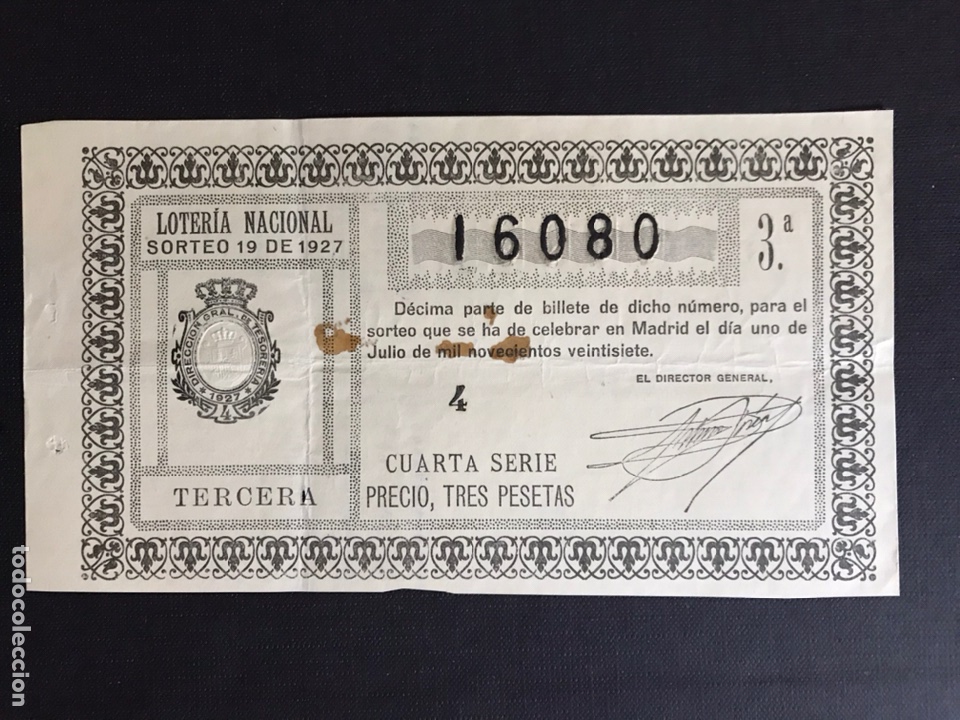 National Spanish Lottery: Loteria A&ntilde;o 1927 sorteo 19