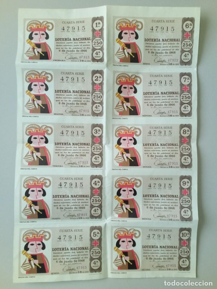 National Spanish Lottery: Loteria Nacional 6 Junio 1966 Sorteo 16 N&uacute;m 47915 Cruz Roja , sellado en Monovar , Alicante