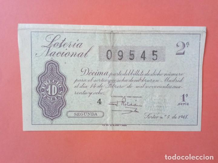 Nationale spanische Lotterie: Loteria Nacional 14 Febrero 1948 sorteo 5 n&uacute;m 09545