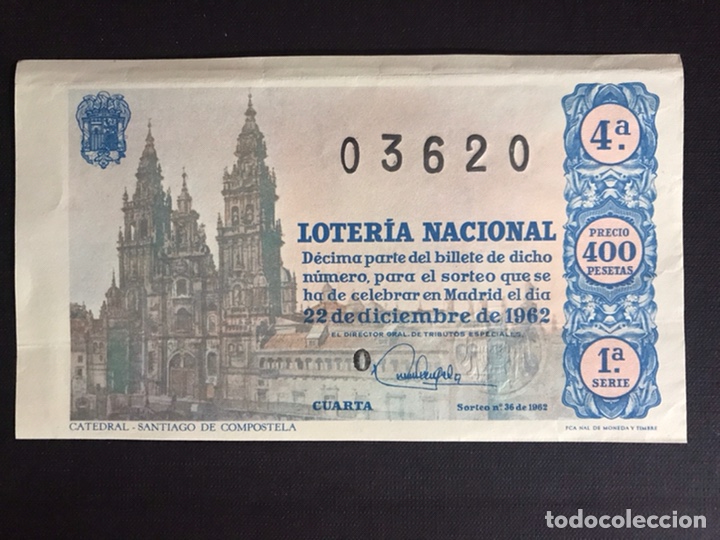 National Spanish Lottery: Loteria A&ntilde;o 1962 sorteo 36 Navidad