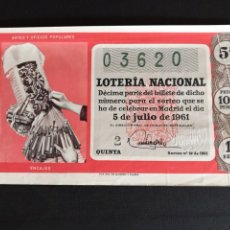 Lotería Nacional: LOTERIA AÑO 1961 SORTEO 19