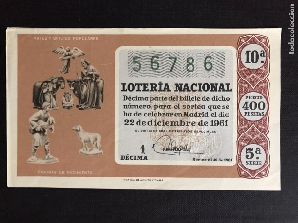 National Spanish Lottery: Loteria A&ntilde;o 1961 sorteo 36 Navidad